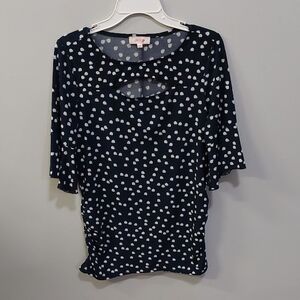 Grenier Navy Polka Dot Top Medium